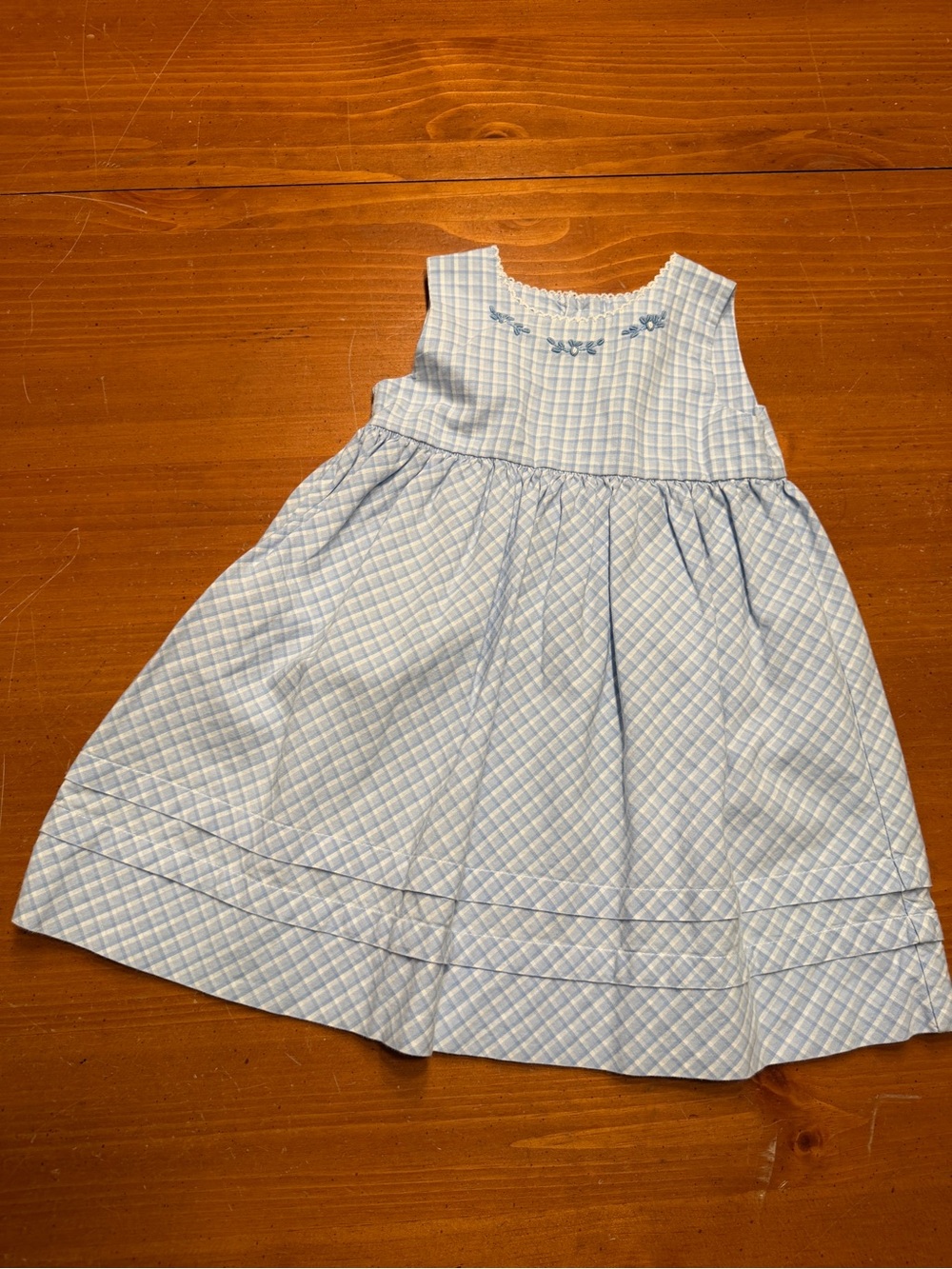 Strasburg Light Blue Gingham Sleeveless Dress